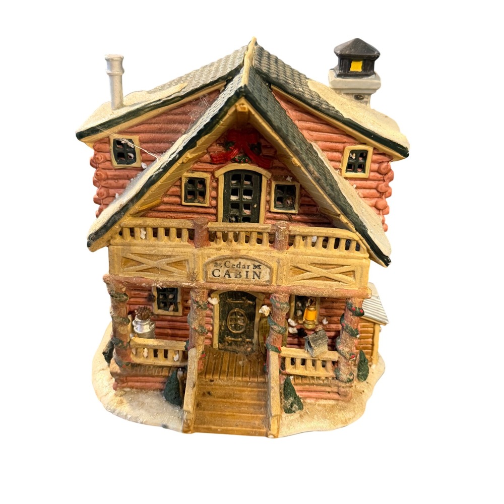 Lemax 2001 Cedar Cabin Village Collection Christmas House 15217 Porcelain Rustic